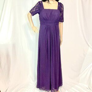 Purple Empire Waist Maxi Dress with Sleeves Size 10